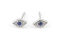 925 Sterling Silver Cute Tiny Small Evil Eye Blue Crystal CZ Studs Earring Ear Piercing for Women Great Gift (Silver)