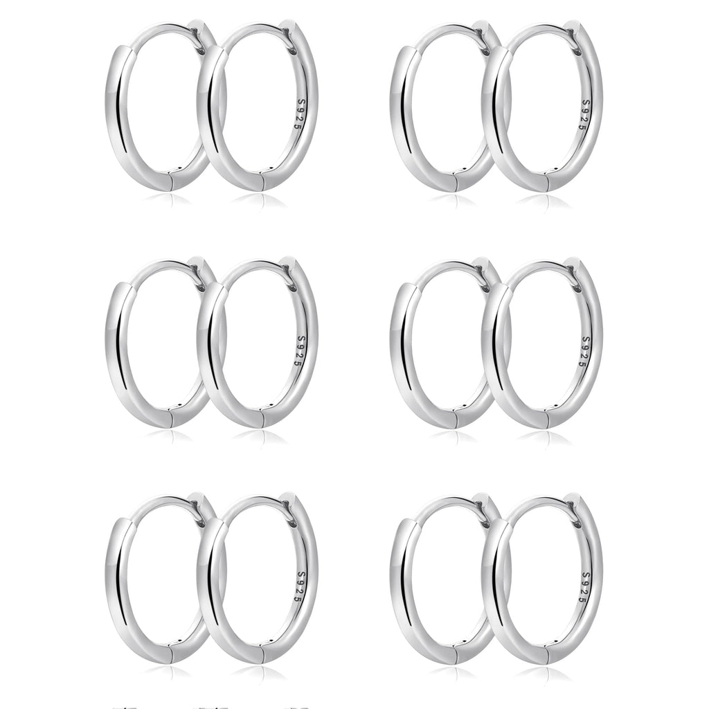 WBX S925 Sterling Silver Small Gold Huggie Hoop Earrings Set for Women 14K Real Gold Plated Earrings 12 Gauge Hypoallergenic for Sensitive Ears Cartilage Piercings Jewelry Gifts 6/8/10/12/14/16/20mm
