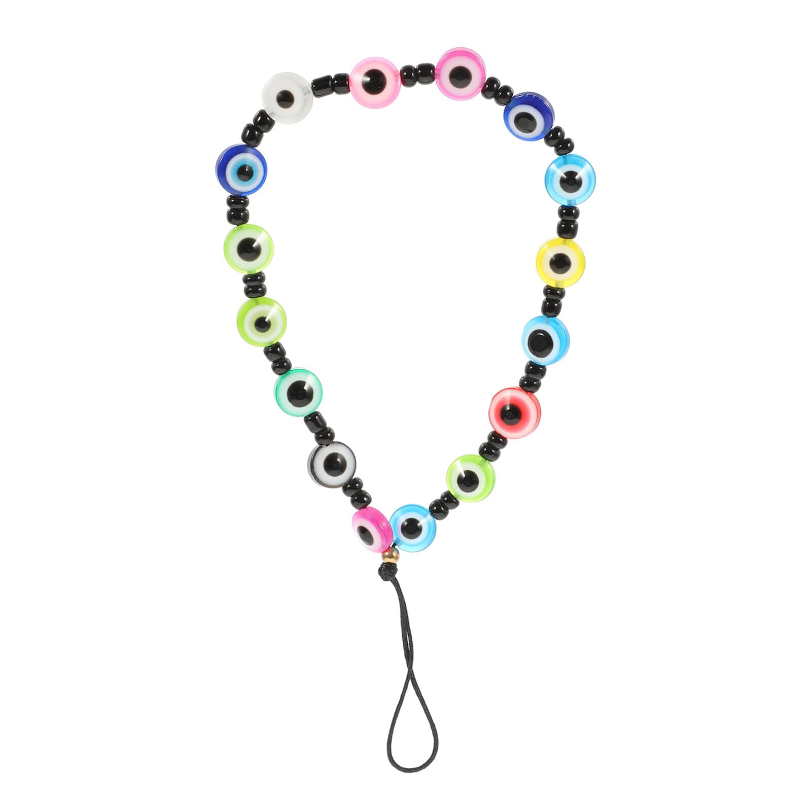ibasenice Wristlet Lanyard Beaded Lanyard Wrist Strap Evil Eye Desgin Glass Gemstone - Lost Chain Charm String Cord Decor for Women Girls Stand