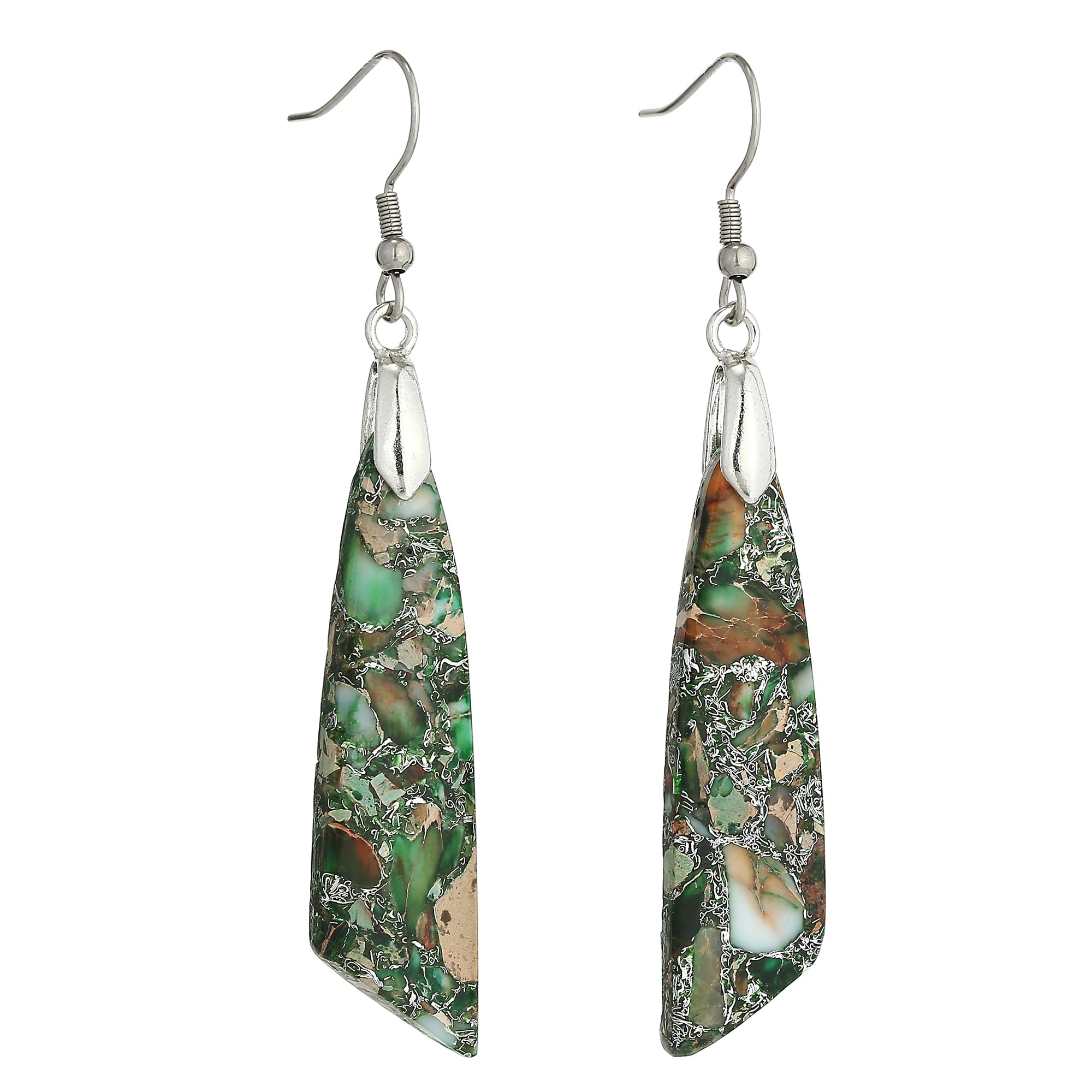 Women Gemstone Earrings Unique Healing Natural Stone Energy Lightweight Dangle Drop Earrings Hypoallergenic Earrings Jewelry for Birthday Party Gift