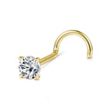 MILACOLATO 925 Sterling Silver Nose Ring Stud: 14k Gold Filled Hypoallergenic Nose Stud with 2mm Simulated Diamond CZ 20G Corkscrew S Shaped Nose Nostril Piercing Jewelry for Women Men