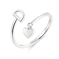 ABDOT Silver Rings for Women Sterling Silver Plated Adjustable Initial Ring Dainty Heart Stackable Letter Rings Alphabet Letter A to Z Resizable Knuckle Ring Jewelry Gifts for Women