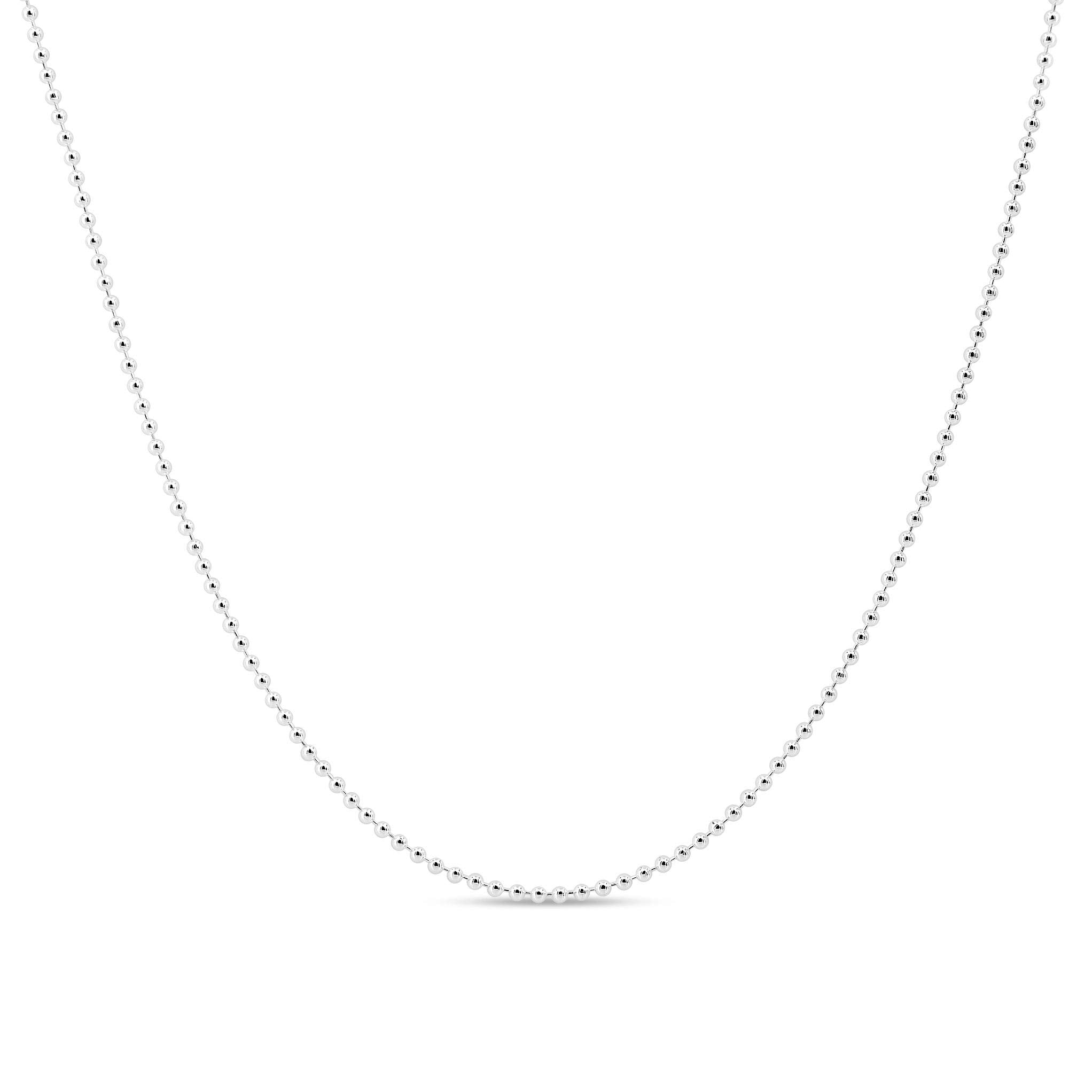 KEZEF Womens Sterling Silver Ball Bead Chain Necklace Dog Tag Chain 11 Inch (Anklet) Made in Italy