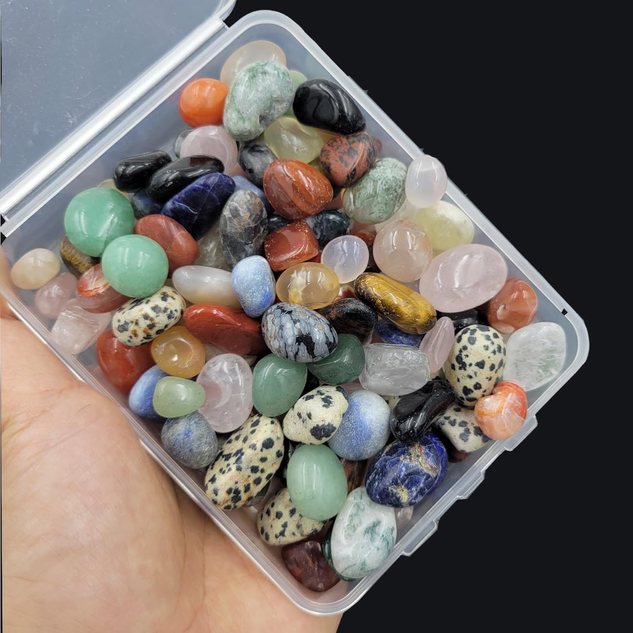 15+ Kinds 100pcs Assortment Healing Stones Mixed Tumbled Polished Stones for Reiki Meditation Jewelry Making Home Decor Bulk Crystal and Gemstone for Healing Color as Random