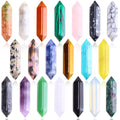 20Pcs Natural Healing Crystal Stoness Set Hexagonal Bullet Shaped Crystal Gemstone Wand Set Real Amethyst Rose Quartz Gems for Healing and Meditation Yoga