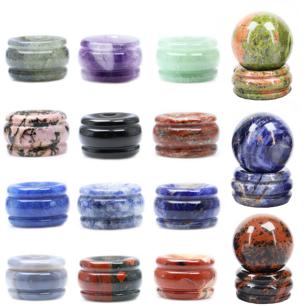 Wemeki Crystal Sphere Holder for Ball Mix 6PCS Gemstone Sphere Stand Natural Hand Carved Display Stands Gemstone Egg Sphere Holders Rock Display for Egg Globe Stone Rock