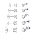 Sterling Silver Stud Earrings for Women 5 Pairs Hypoallergenic Stud Earrings Set Cubic Zirconia Earrings Studs for Women Men Jewelry Gift