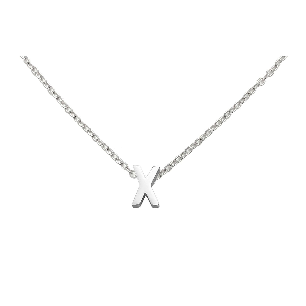 Wironoat Necklaces For Women Initial Necklaces Letter Necklace Silver Plated A-Z Pendant Titanium Necklace For Women Silver X