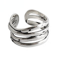 925 Sterling Silver Adjustable Layered Chain Ring Party Rings For Women