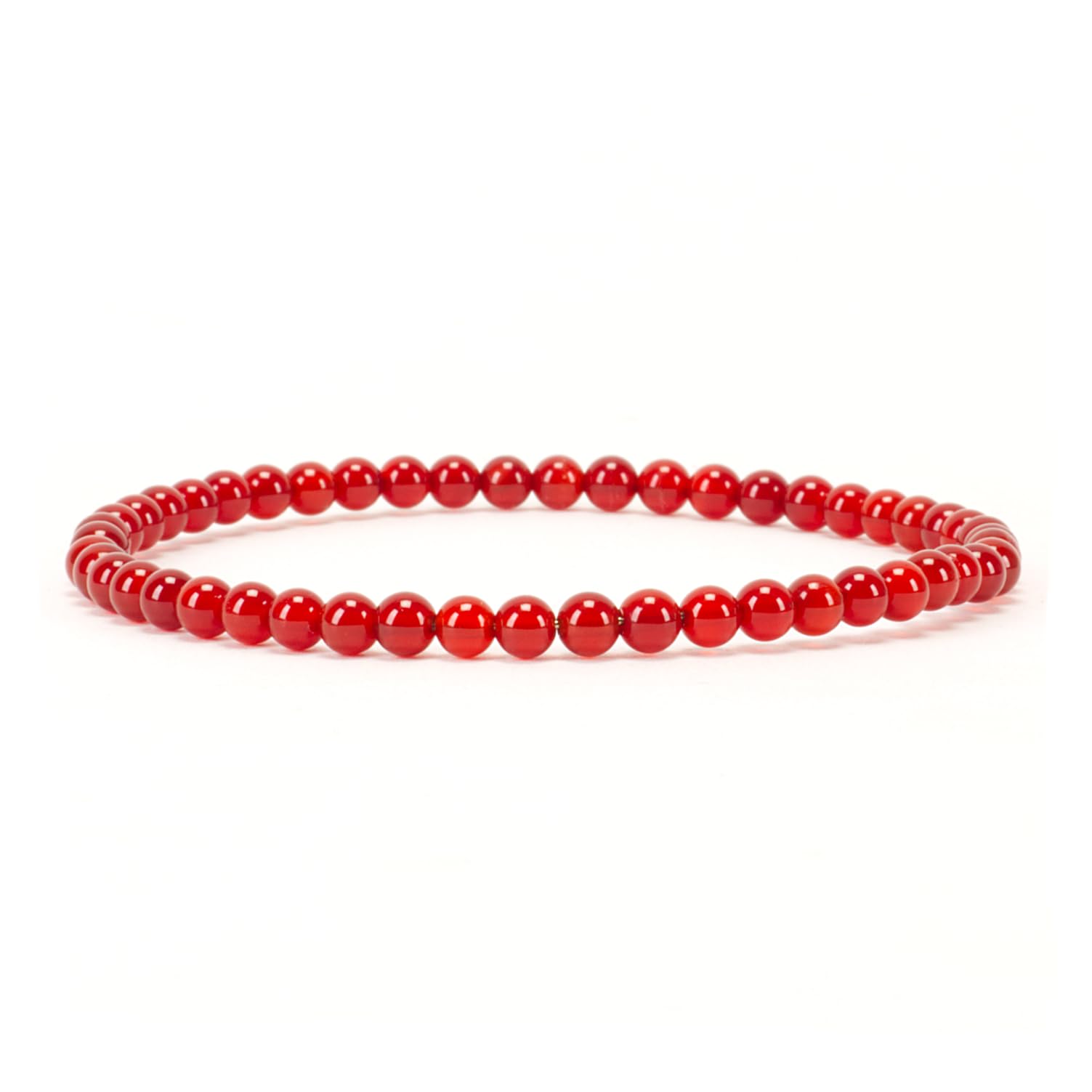 Cherry Tree Collection - Small Medium Large Sizes - Gemstone Beaded Bracelets For Women and Men - 4mm Round Beads (Red Agate - Large)