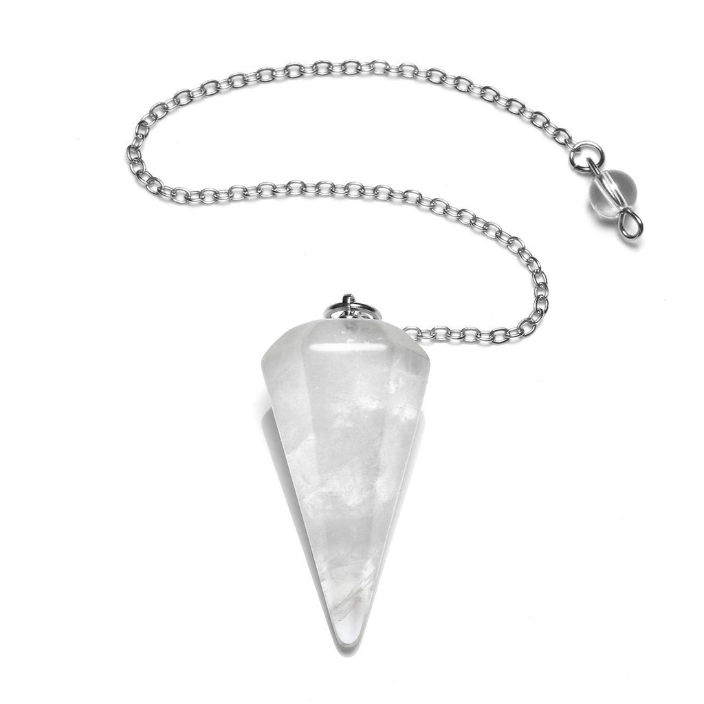 MANIFO Natural Clear Quartz Crystal Pendulum Faceted Point Gemstone Reiki Healing Pendulums for Dowsing Scrying