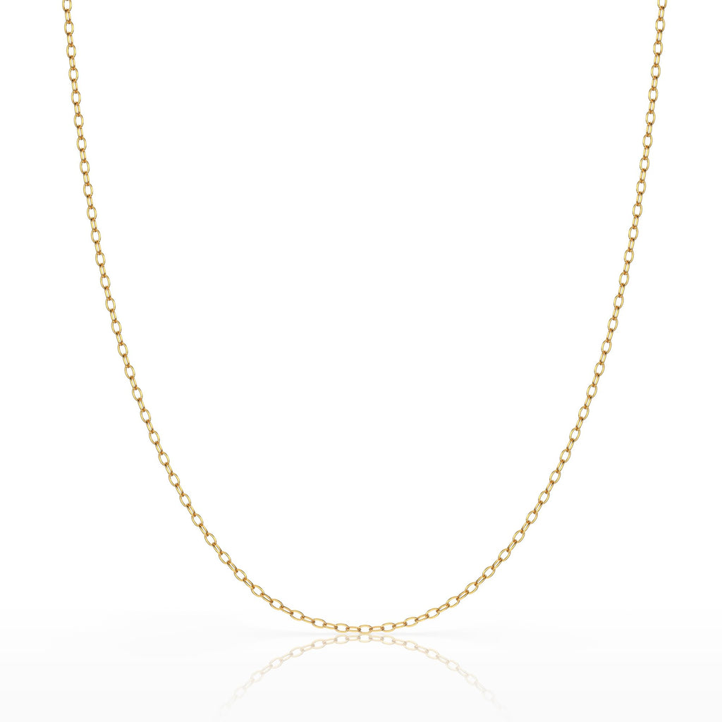 Bling For Your Buck 18K Gold Flashed Sterling Silver 1.2mm Very Thin Italian Cable Chain Necklace - 16"