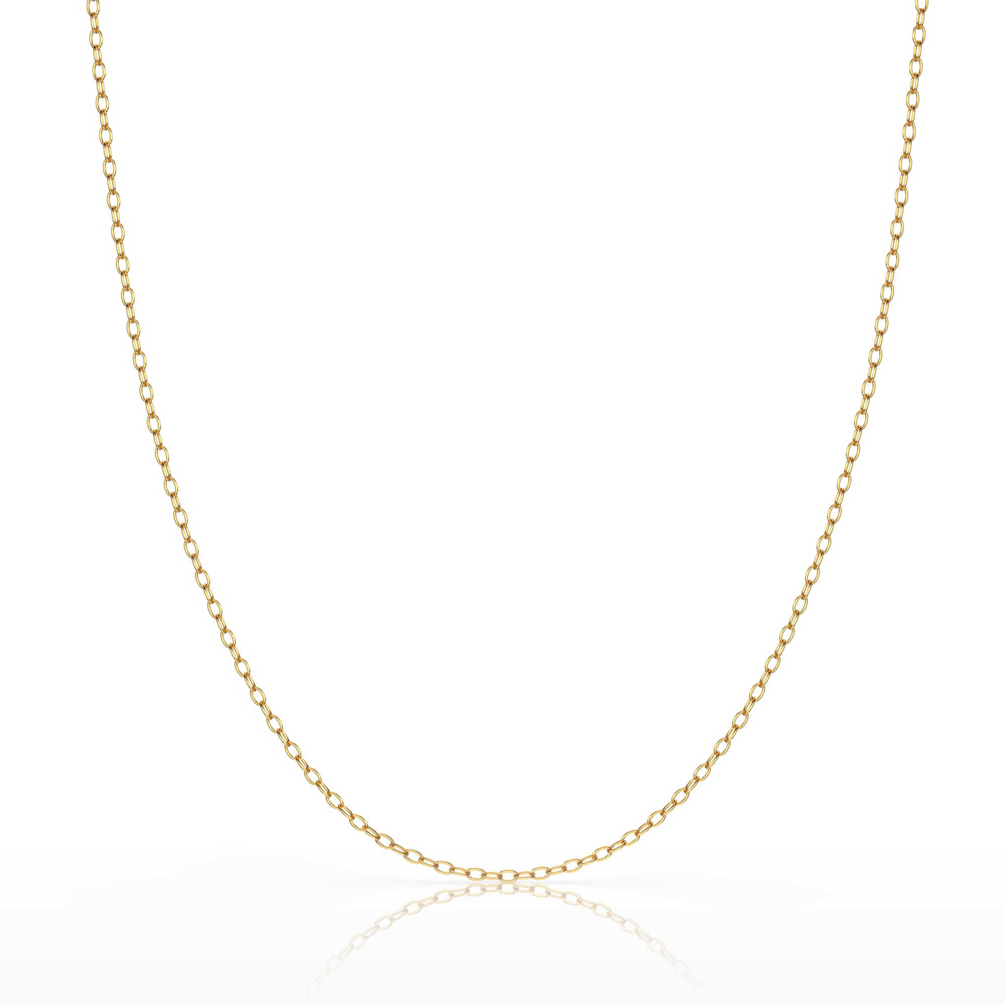 Bling For Your Buck 18K Gold Flashed Sterling Silver 1.2mm Very Thin Italian Cable Chain Necklace - 16"